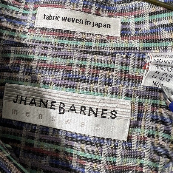 Jhane Barnes Mens Button Down Shirt M 15-1/2 Gray Brown Cotton Long Sleeve - Picture 6 of 8